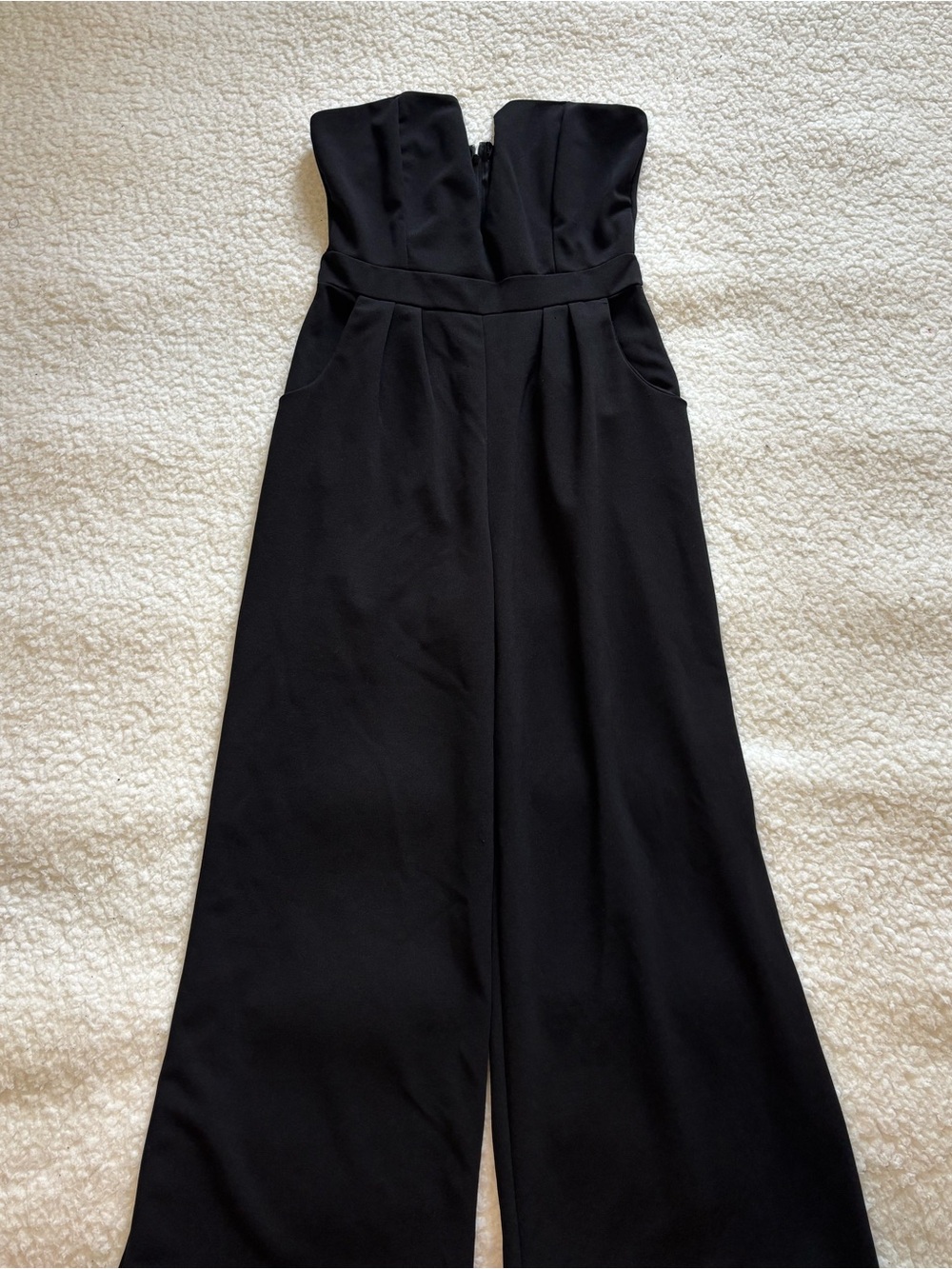 Charlotte Russe Women Black Strapless Wide Leg Jumpsuit